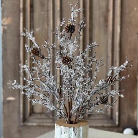 Ice Covered Branches Pick | Winter Wreath Supply, 19 Inch
