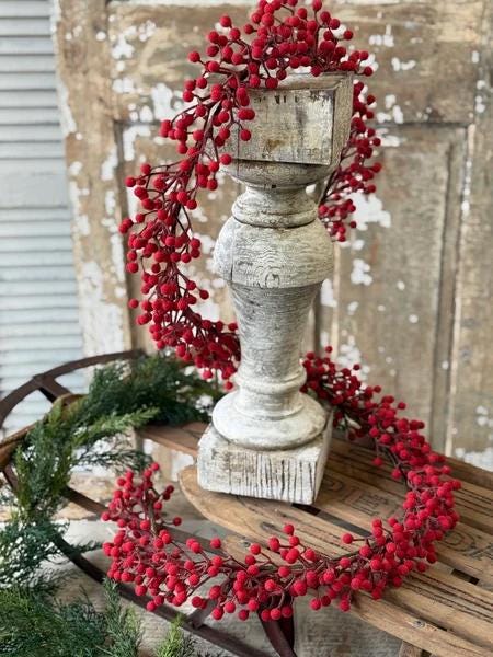 Faux Icy Red Berry Garland - 6 Foot Christmas Garland