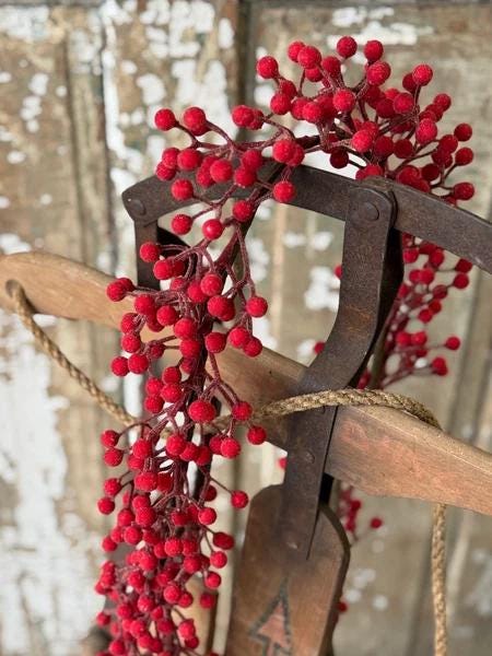 Faux Icy Red Berry Garland - 6 Foot Christmas Garland