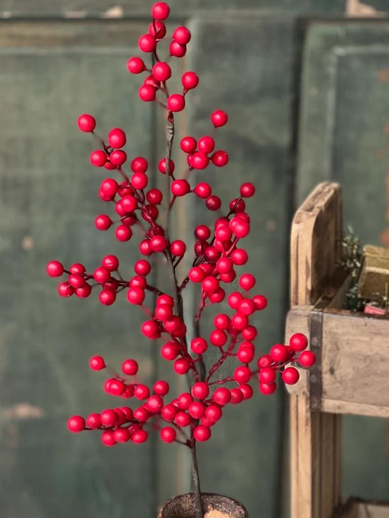 Weatherproof Red Berry Spray - 12 Inch
