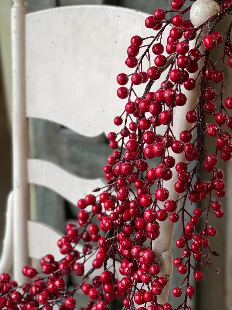 Weatherproof Faux Icy Red Berry Garland - 5 Foot Christmas Garland