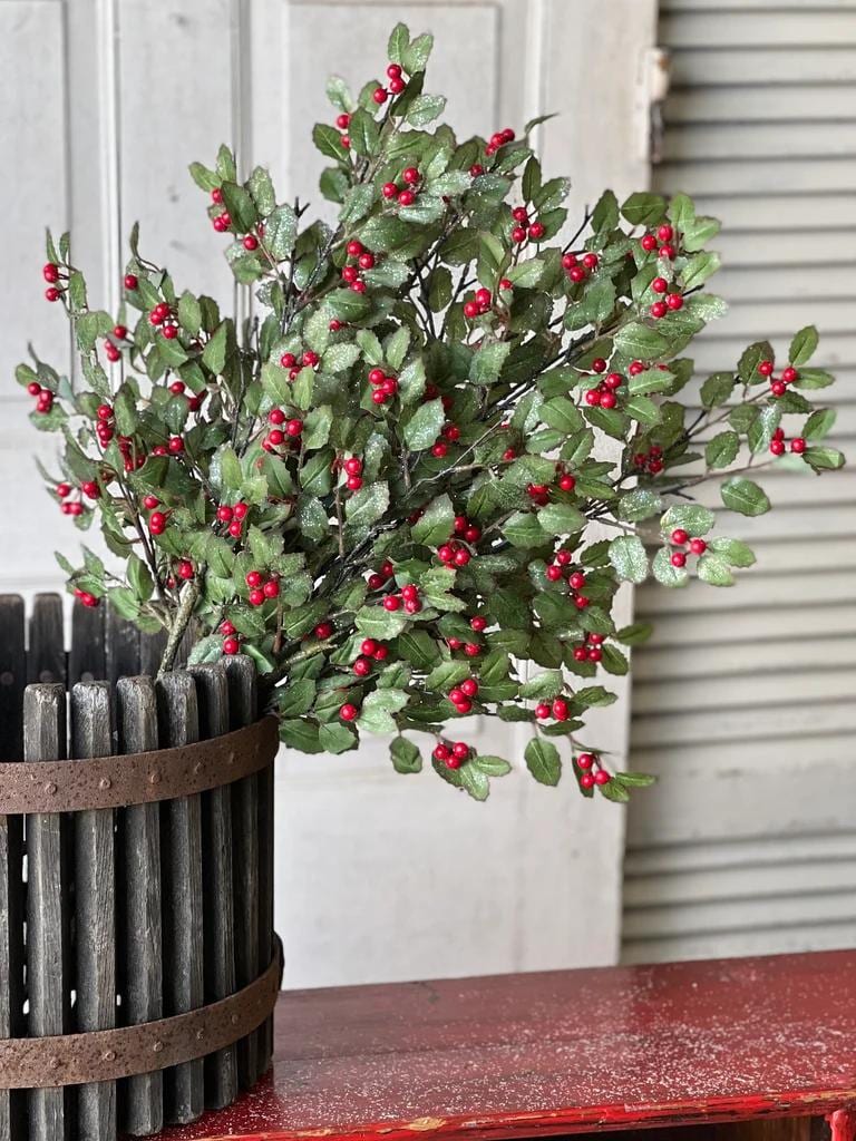 Holly and Berry Stems: Christmas Vase Filler - 30-Inch Spray