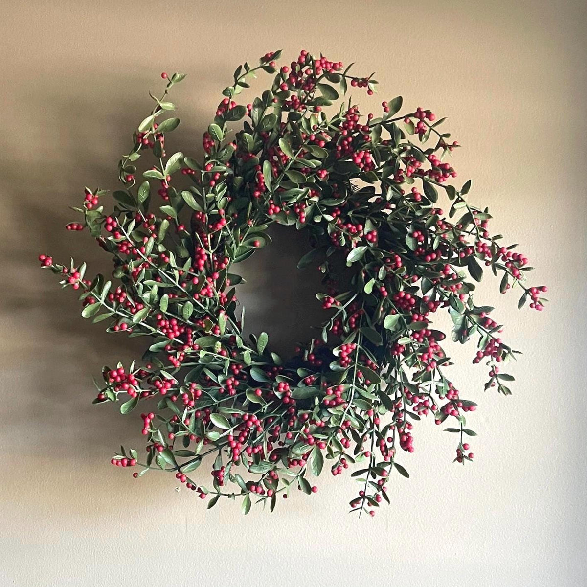 Holly and Berry Winter Wreath - 20 Inch Christmas Wreath