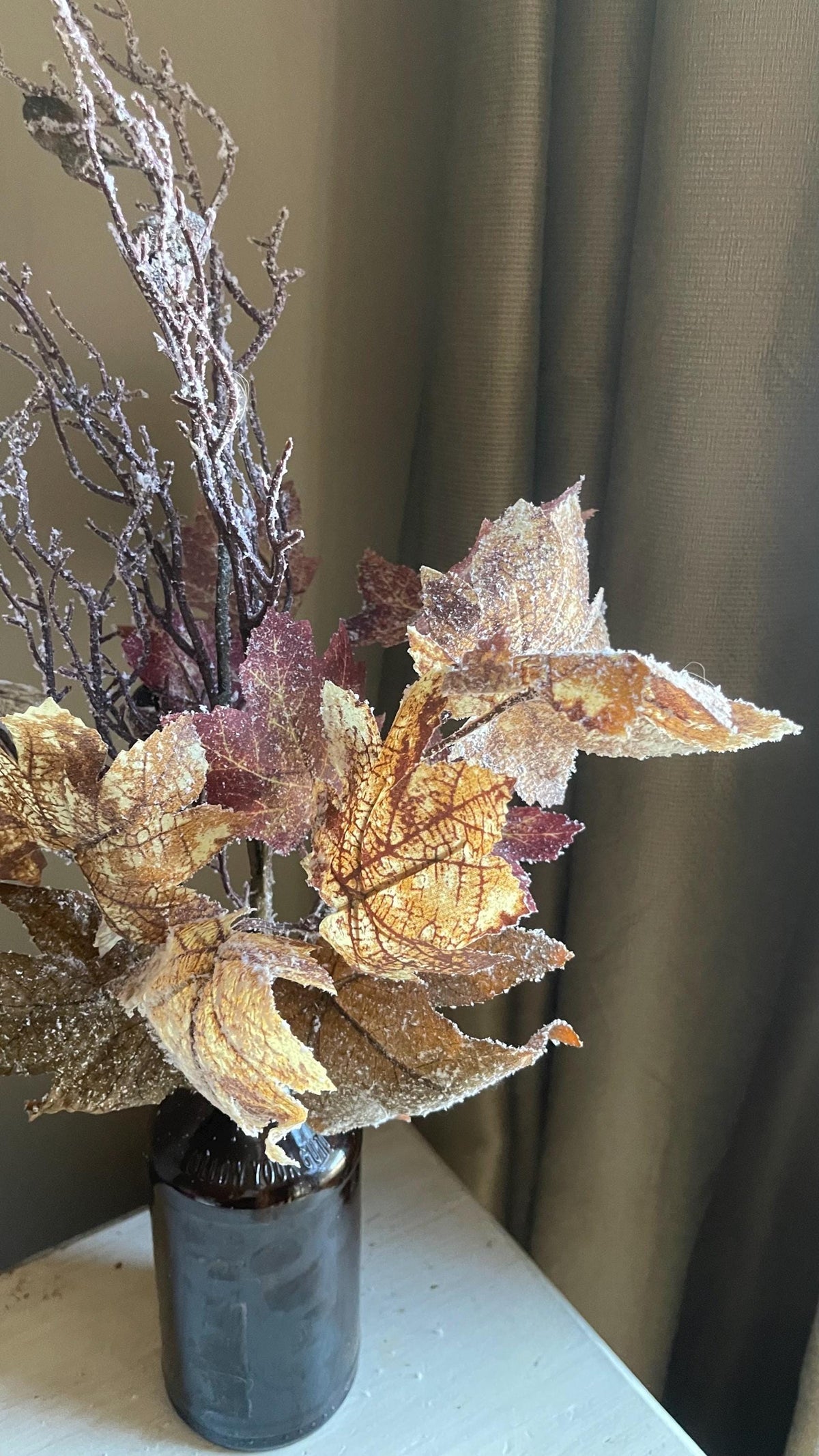 Artificial Frostbound Leaves Spray 21-Inch: Fall Decor