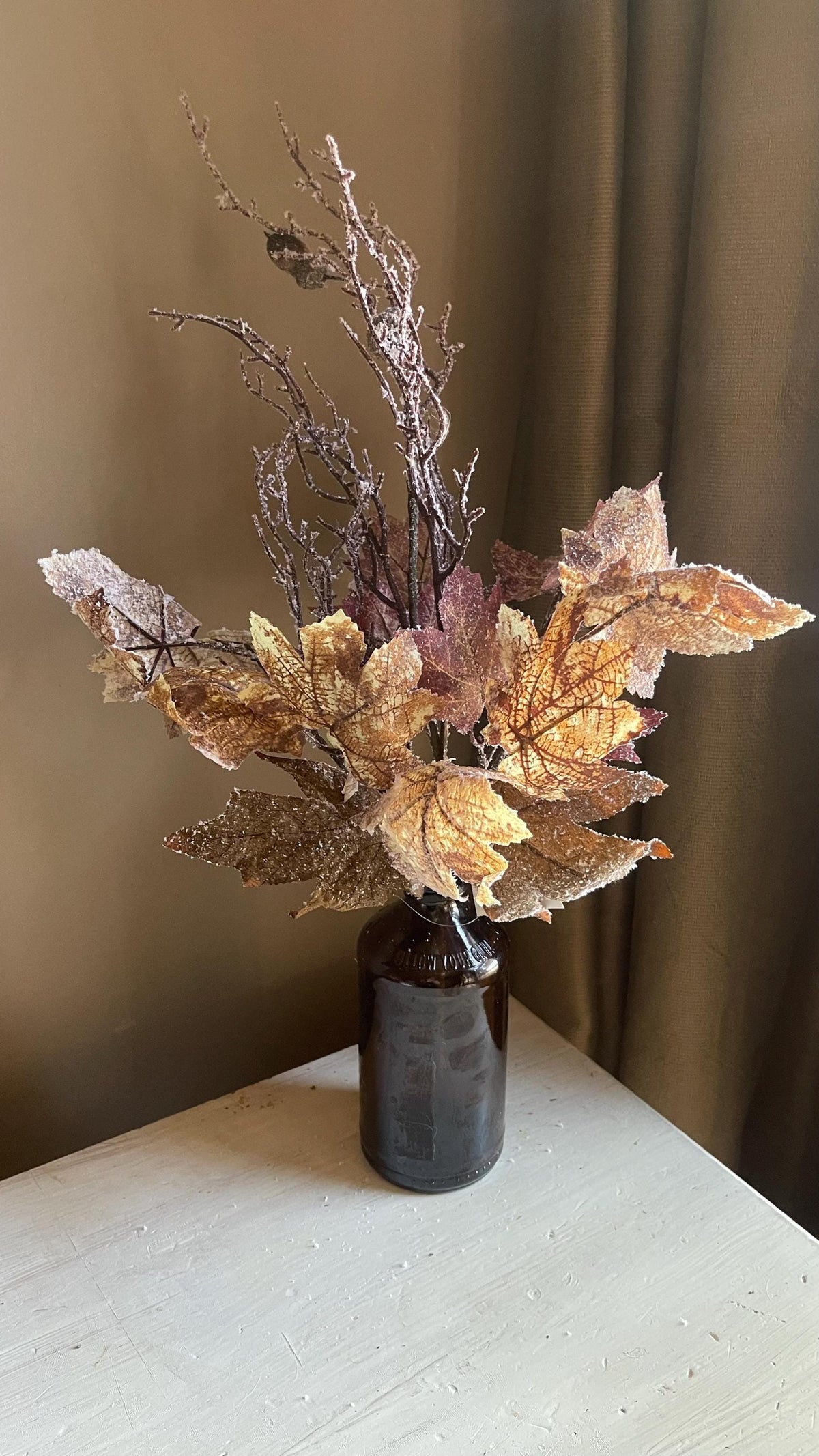 Artificial Frostbound Leaves Spray 21-Inch: Fall Decor