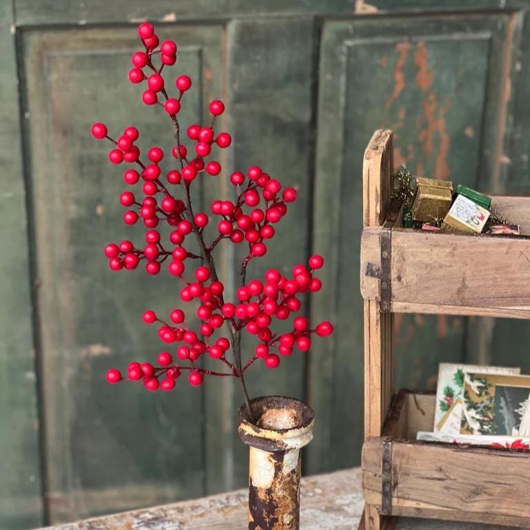 Weatherproof Red Berry Spray - 12 Inch