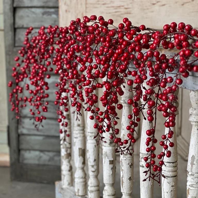 Weatherproof Faux Icy Red Berry Garland - 5 Foot Christmas Garland