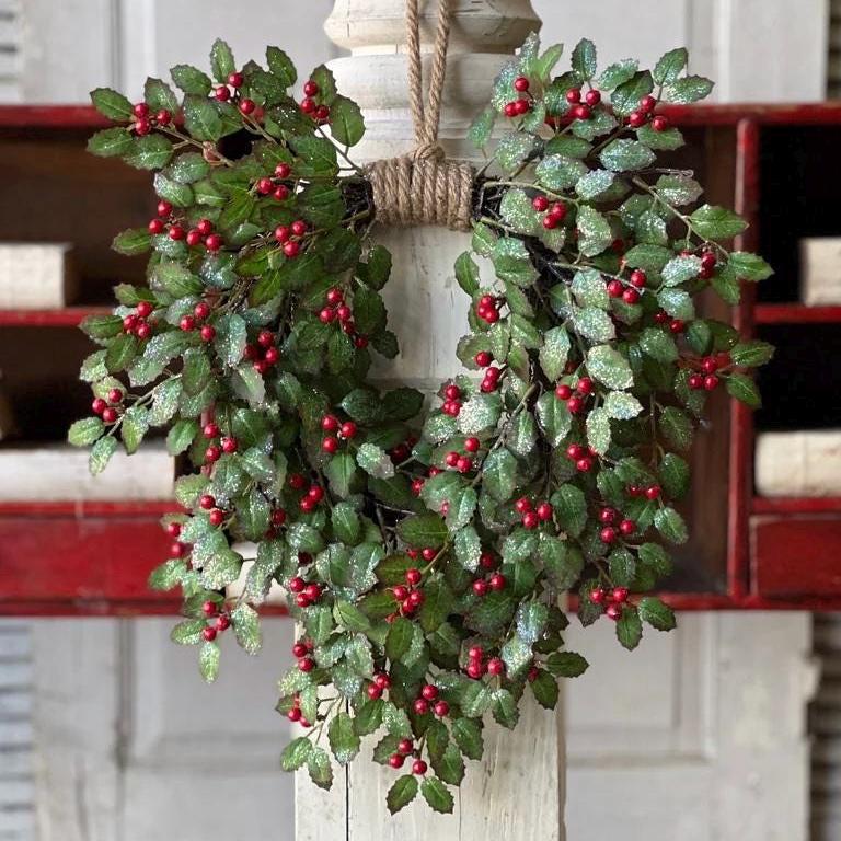 Holly and Berry Winter Wreath | Christmas Wreath, 18-Inch Wreath