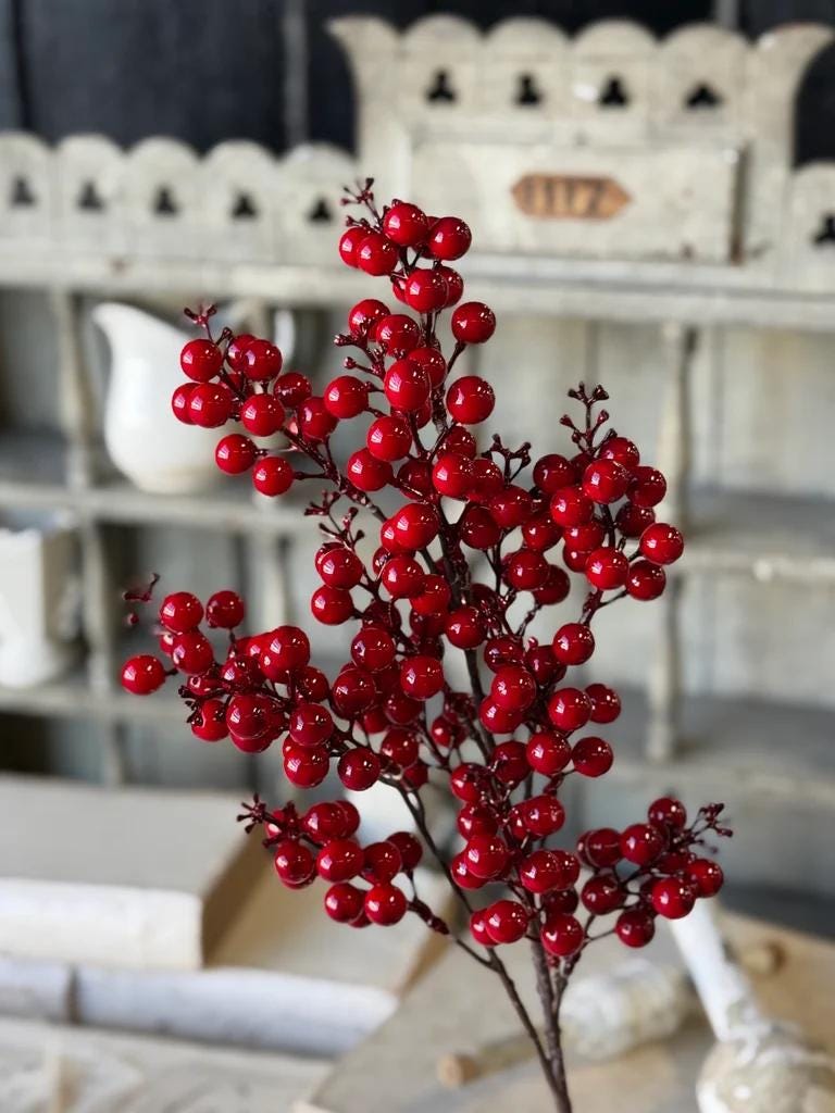Scarlet Sonata Red Berry Bush - Christmas Florals - 24-Inch