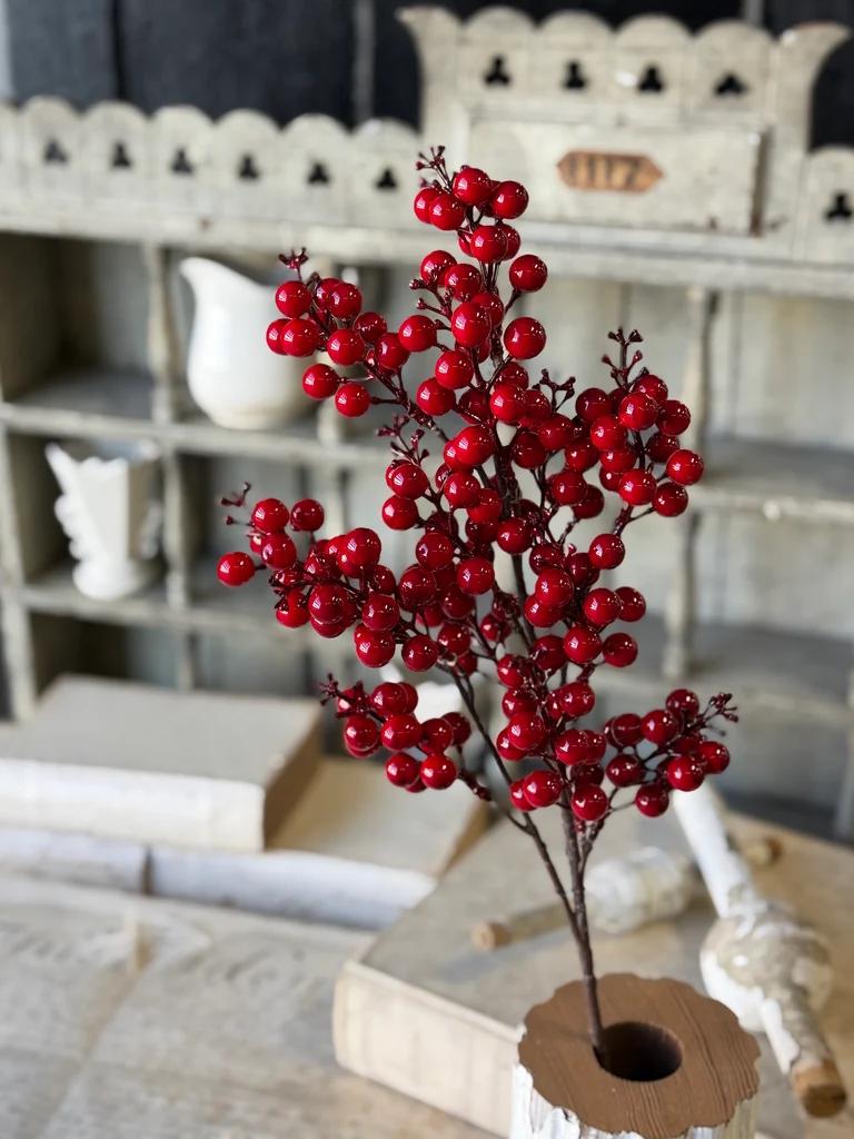 Scarlet Sonata Red Berry Bush - Christmas Florals - 24-Inch