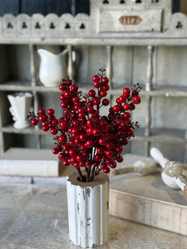 3 Stems Scarlet Sonata Red Berry Bundle - Christmas Florals - 15-Inch
