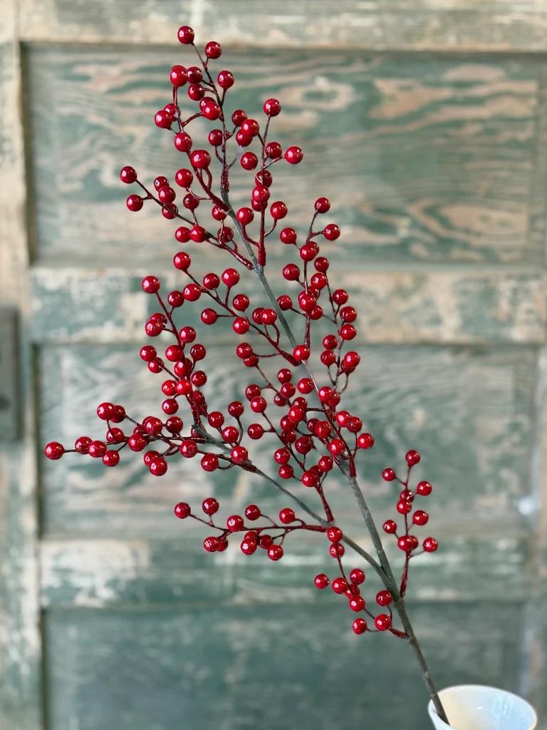 Merry Berry Spray - Christmas Red Berry Stem - 30-Inch