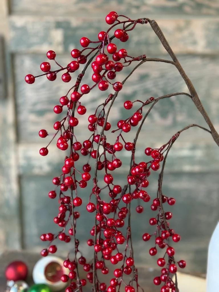 Merry Berry Hanging Spray - Christmas Red Berries - 36-Inch