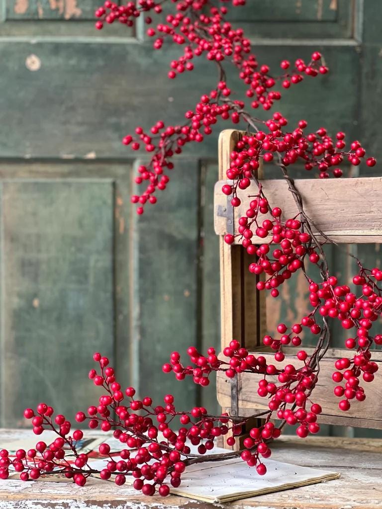 Weatherproof Faux Matte Red Berry Garland - 5 Foot Outdoor Christmas Garland