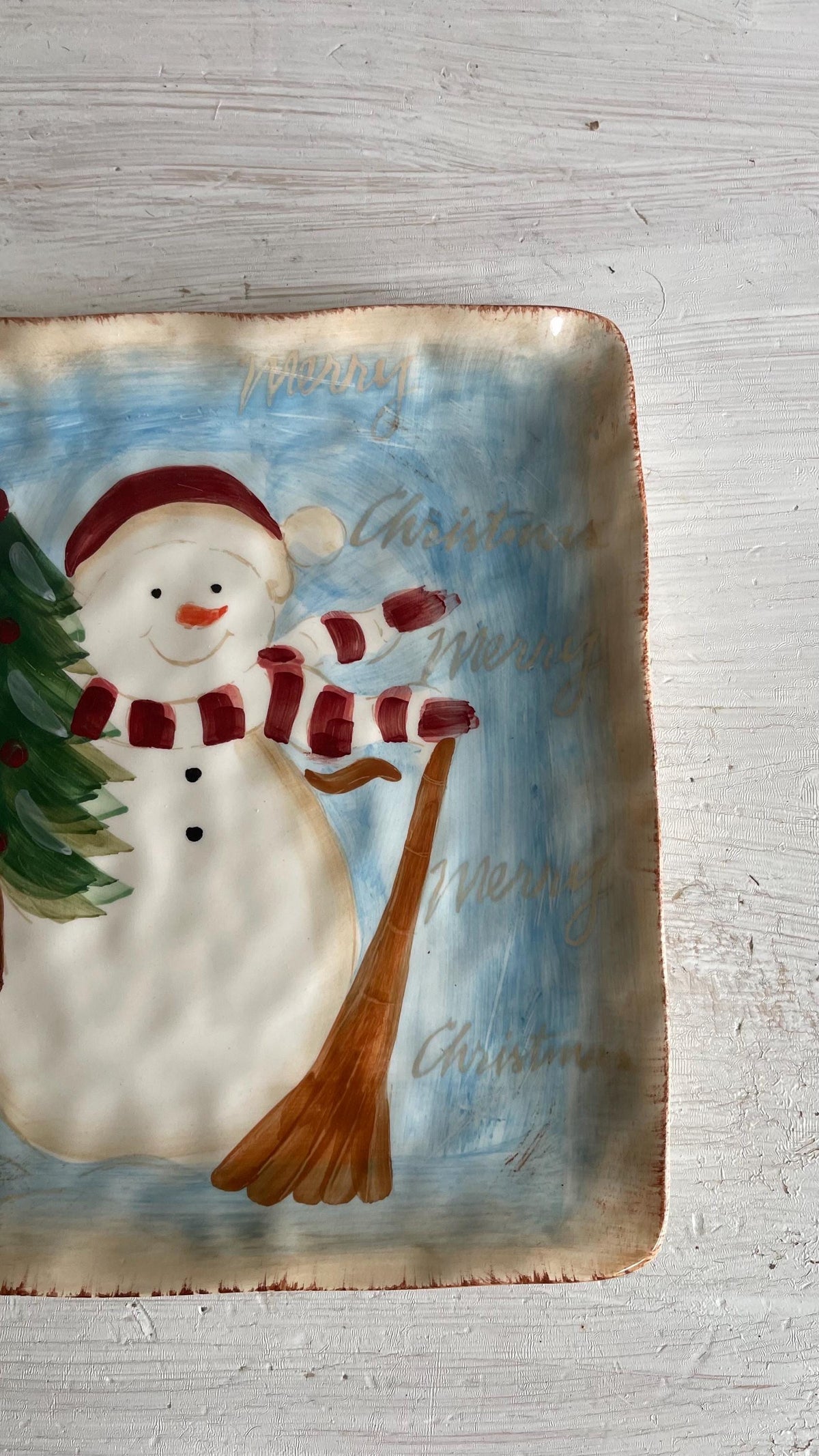 Vintage Snowman Cookie Plate: Maxcera Snowman Plate