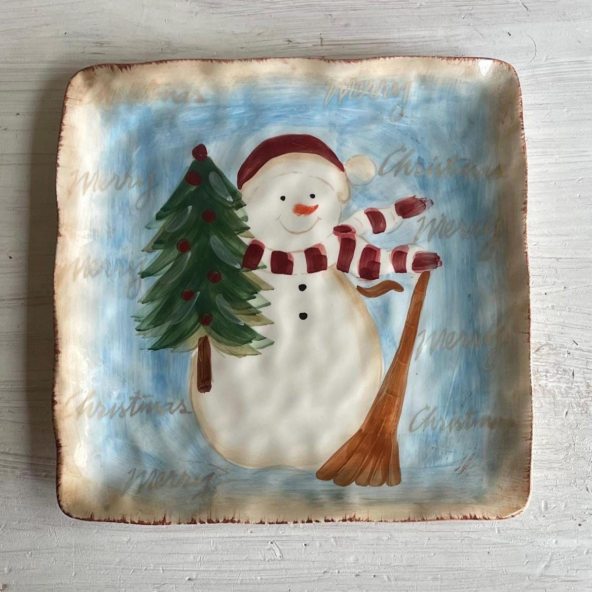 Vintage Snowman Cookie Plate: Maxcera Snowman Plate
