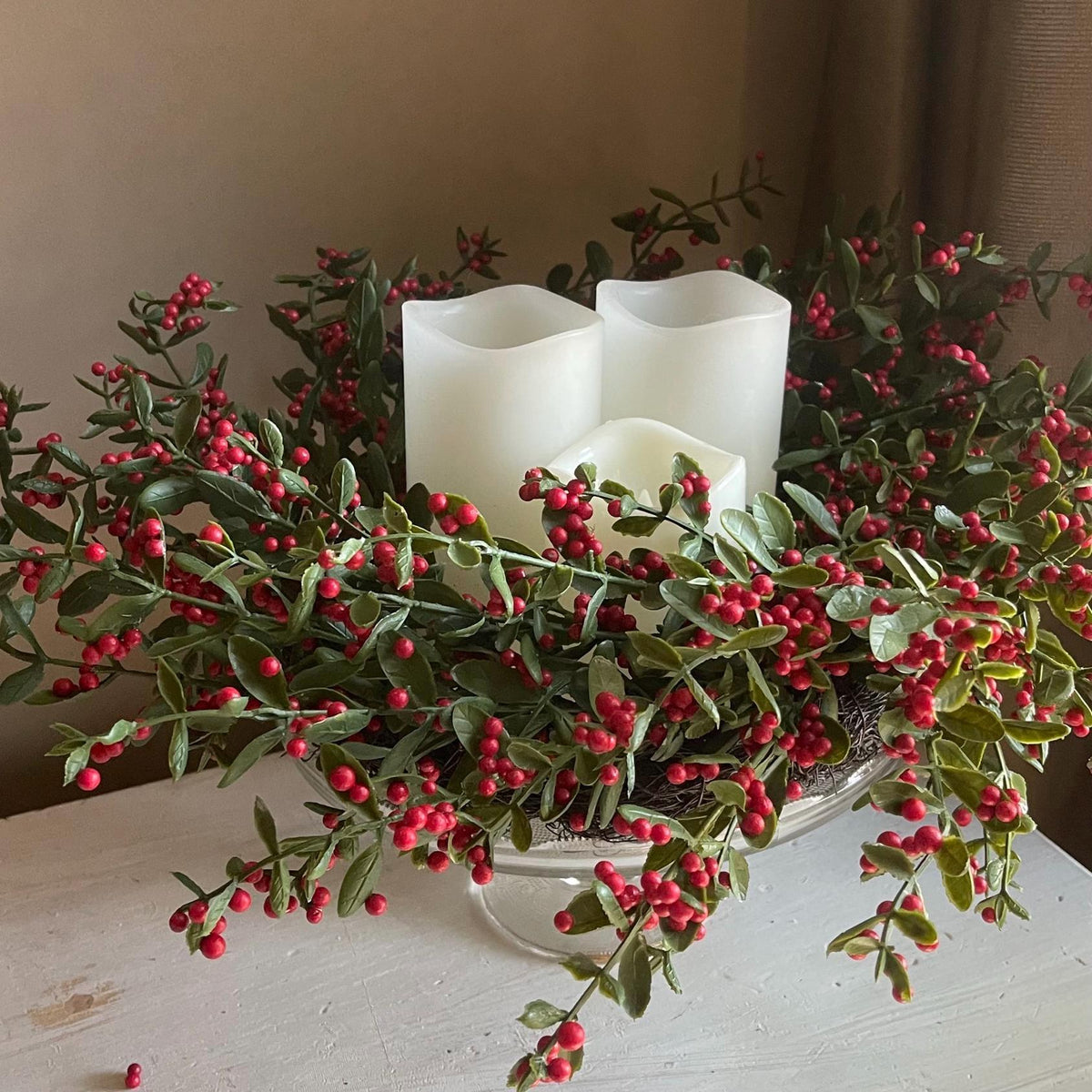 Holly and Berry Winter Wreath - 20 Inch Christmas Wreath