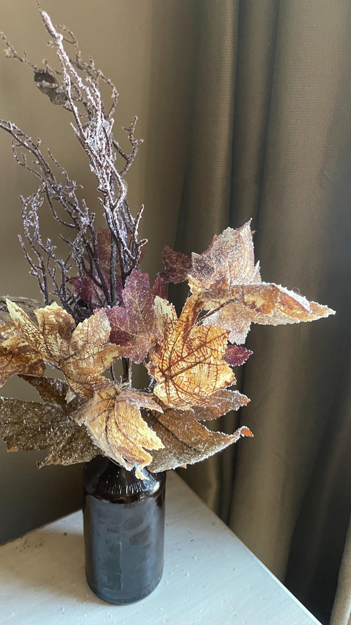 Artificial Frostbound Leaves Spray 21-Inch: Fall Decor