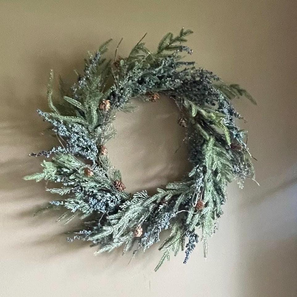 Rustic Cedar Winter Wreath | Faux Greenery, 24-Inch Base