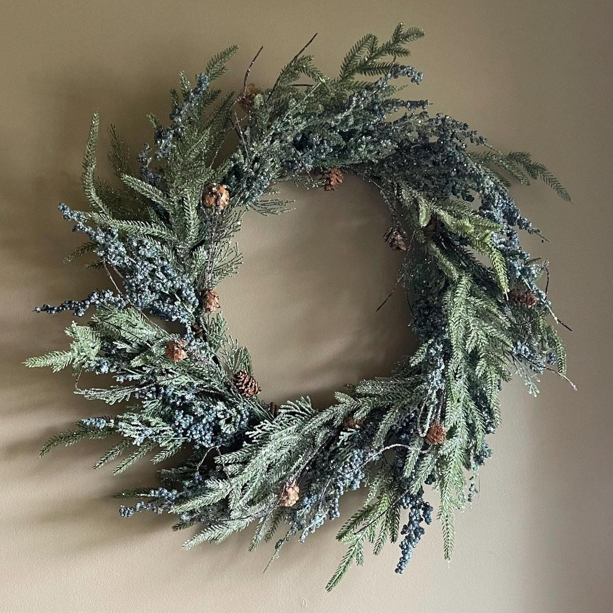 Rustic Cedar Winter Wreath | Faux Greenery, 24-Inch Base