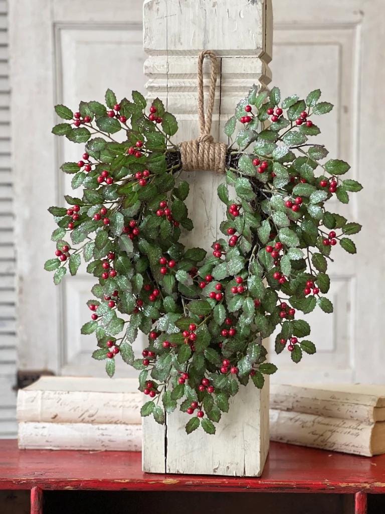 Holly and Berry Winter Wreath | Christmas Wreath, 18-Inch Wreath