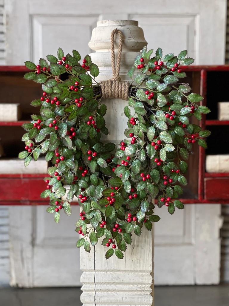 Holly and Berry Winter Wreath | Christmas Wreath, 18-Inch Wreath