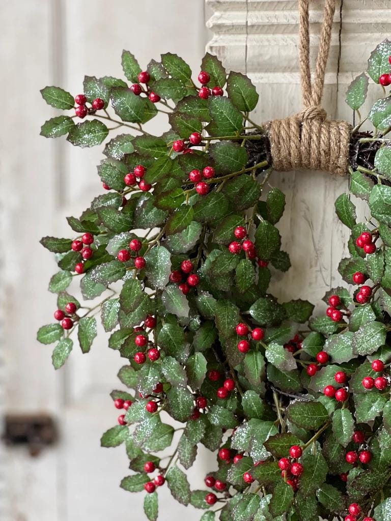 Holly and Berry Winter Wreath | Christmas Wreath, 18-Inch Wreath