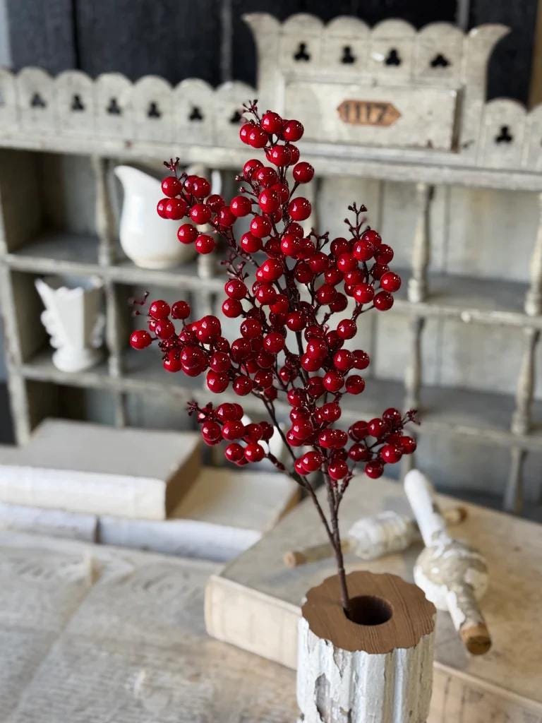 Scarlet Sonata Red Berry Bush - Christmas Florals - 24-Inch