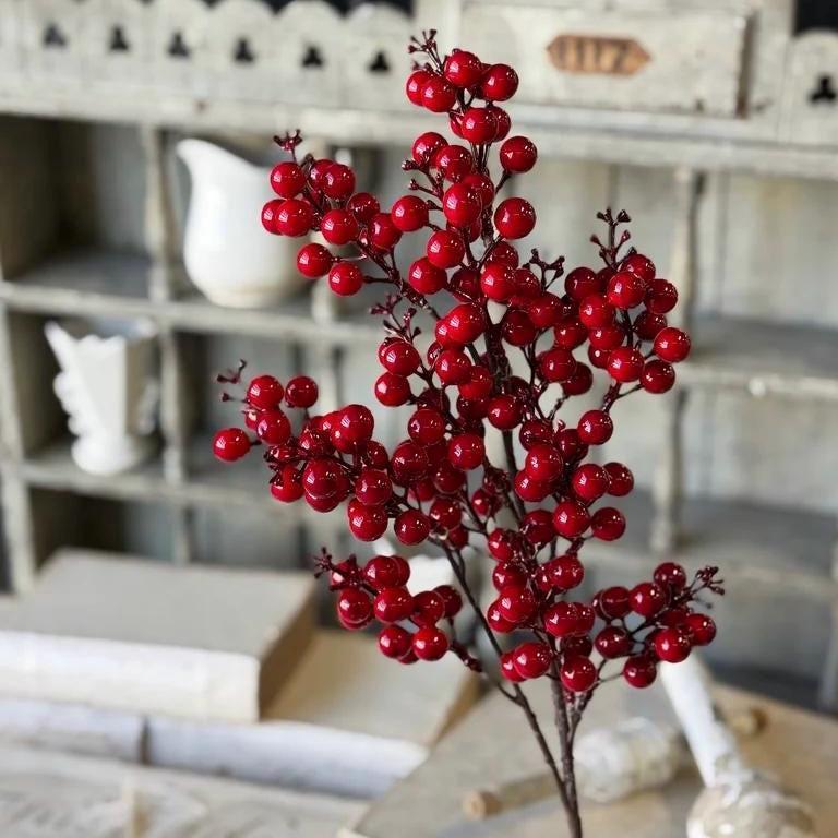 Scarlet Sonata Red Berry Bush - Christmas Florals - 24-Inch