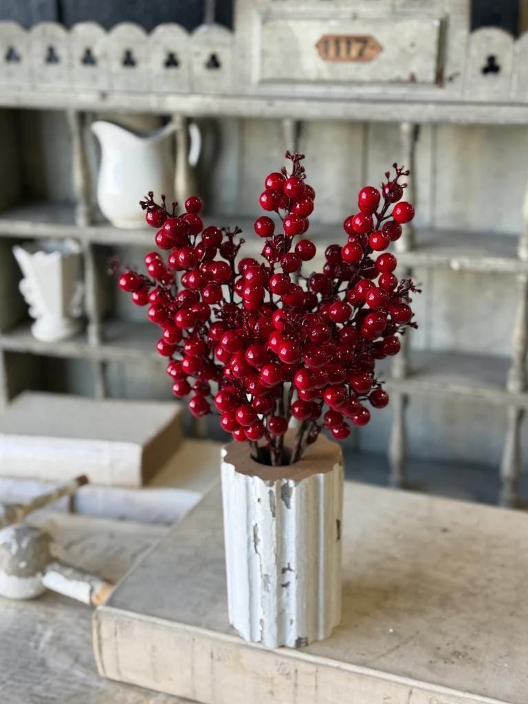 3 Stems Scarlet Sonata Red Berry Bundle - Christmas Florals - 15-Inch