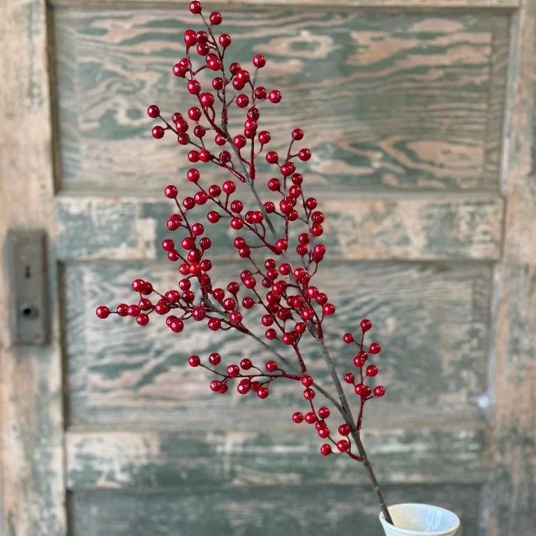 Merry Berry Spray - Christmas Red Berry Stem - 30-Inch