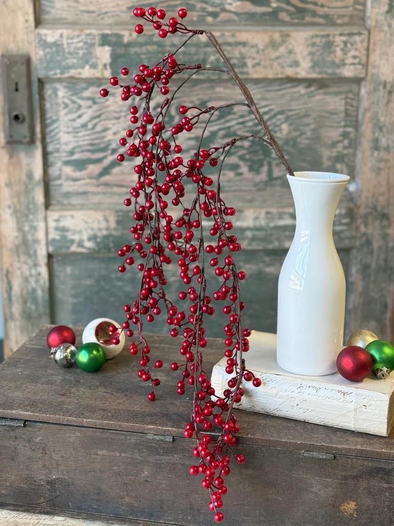 Merry Berry Hanging Spray - Christmas Red Berries - 36-Inch