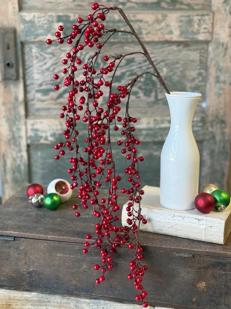 Merry Berry Hanging Spray - Christmas Red Berries - 36-Inch