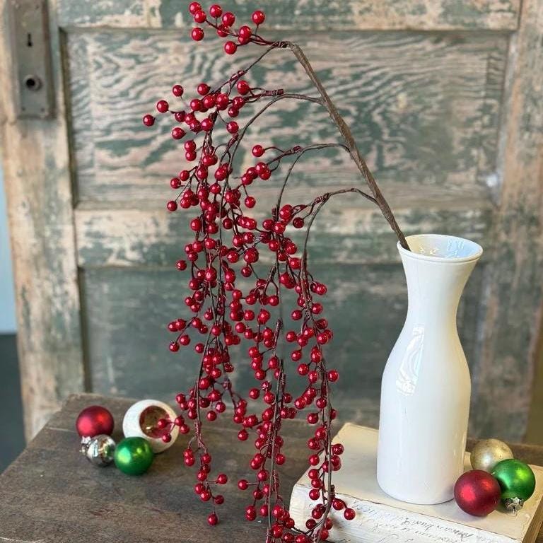 Merry Berry Hanging Spray - Christmas Red Berries - 36-Inch