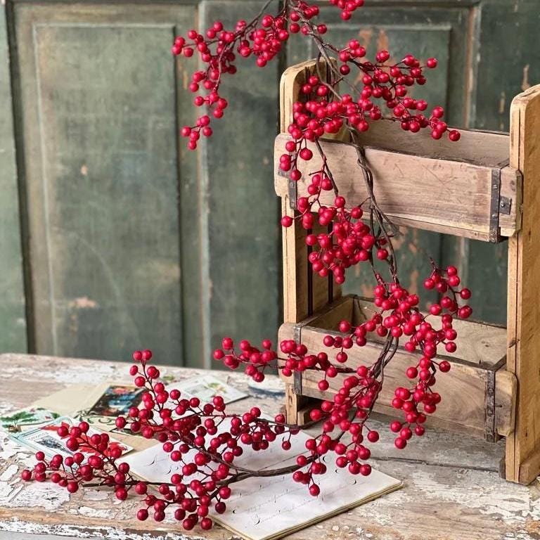 Weatherproof Faux Matte Red Berry Garland - 5 Foot Outdoor Christmas Garland