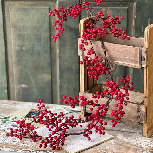 Weatherproof Faux Matte Red Berry Garland - 5 Foot Outdoor Christmas Garland