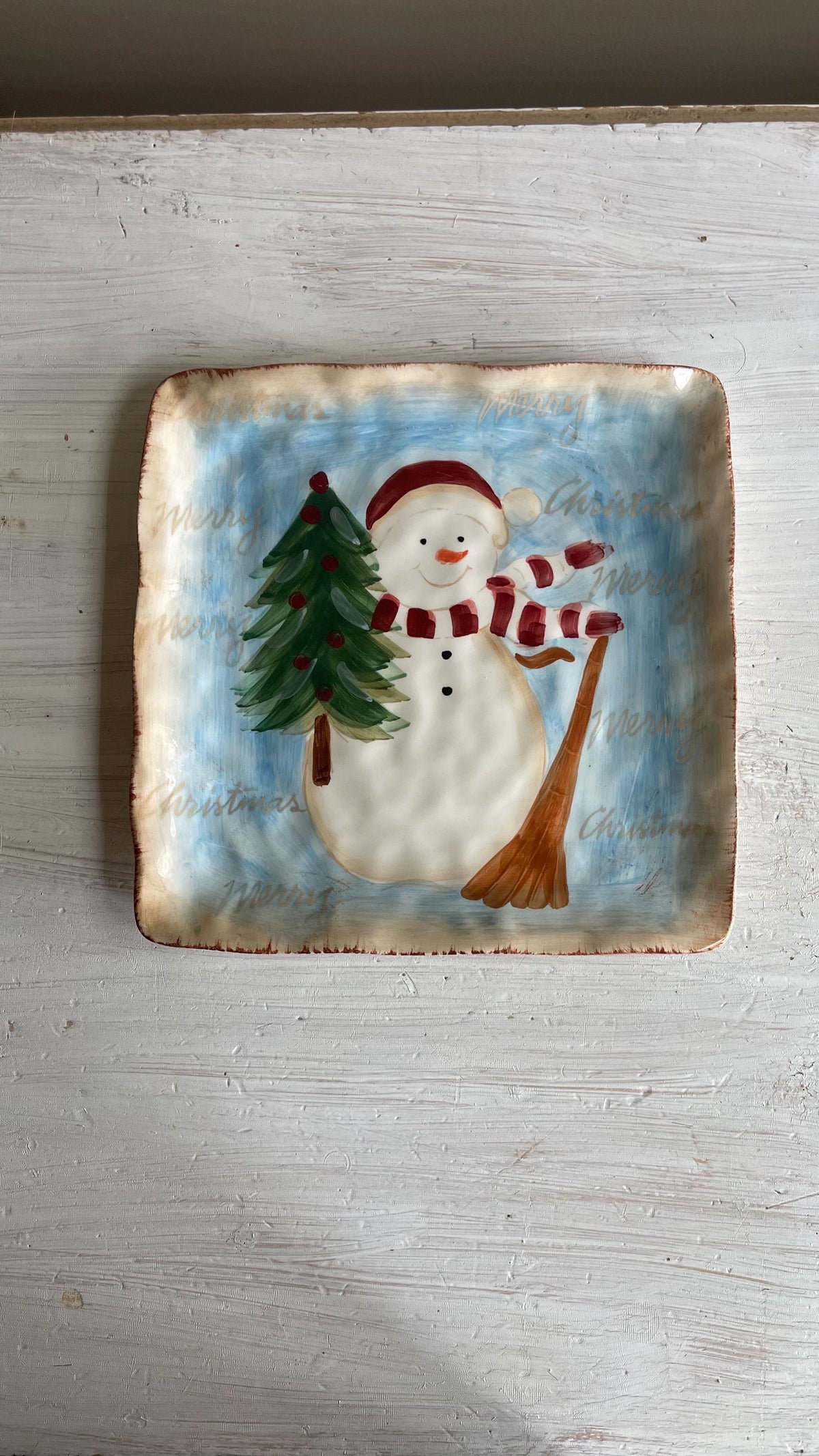 Vintage Snowman Cookie Plate: Maxcera Snowman Plate