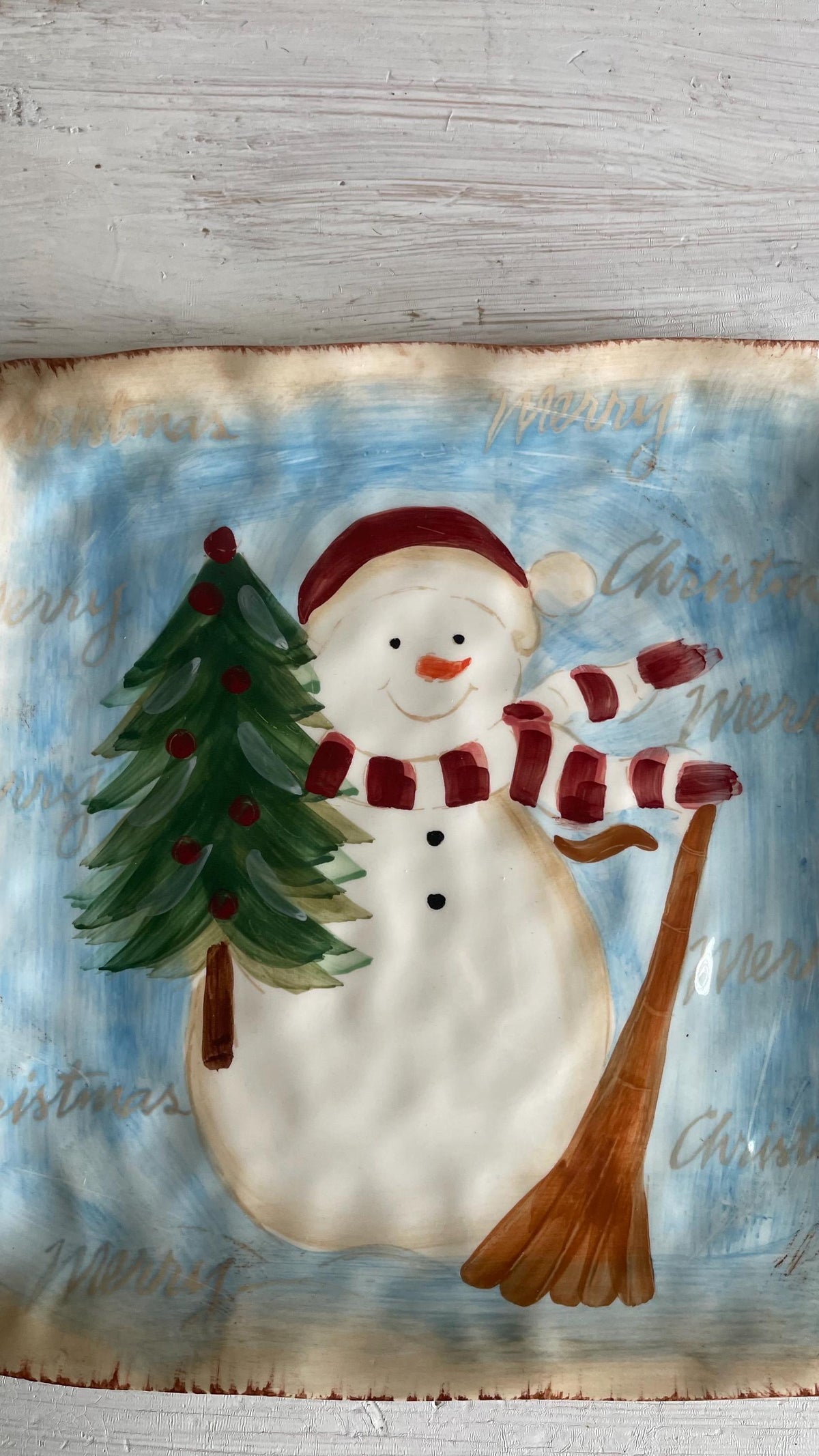Vintage Snowman Cookie Plate: Maxcera Snowman Plate
