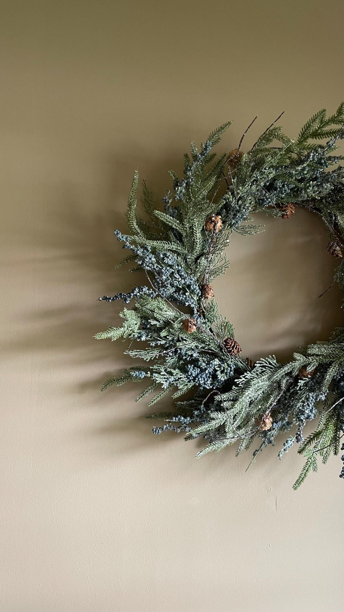 Rustic Cedar Winter Wreath | Faux Greenery, 24-Inch Base