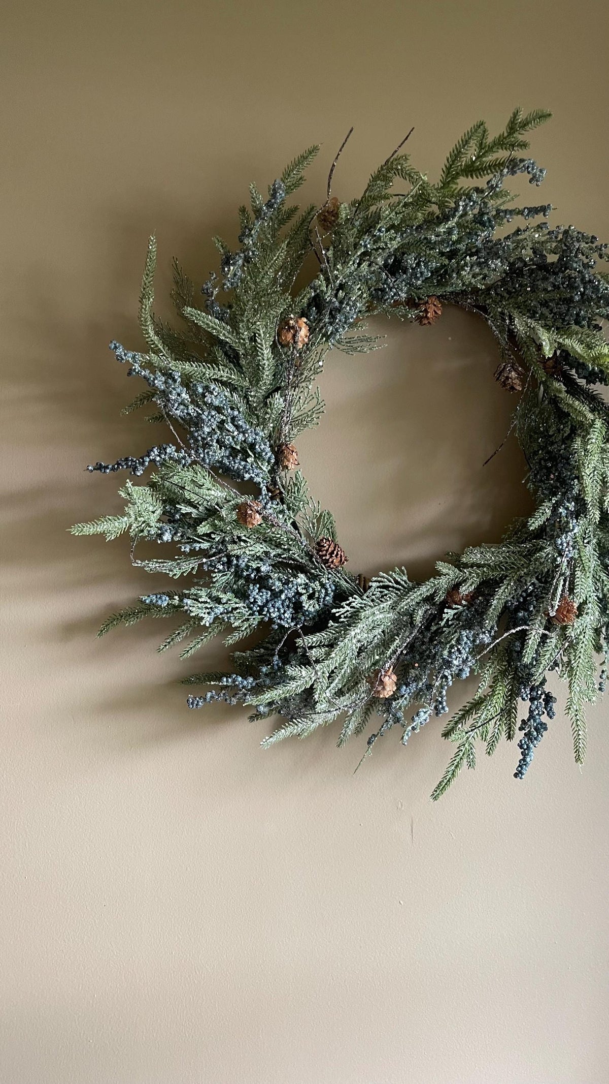 Rustic Cedar Winter Wreath | Faux Greenery, 24-Inch Base