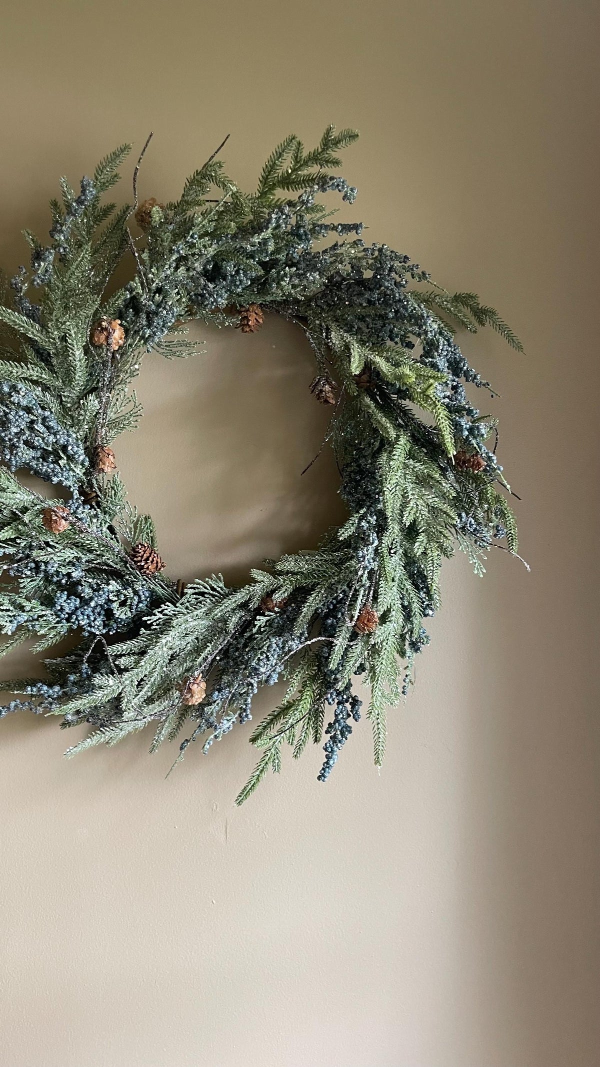 Rustic Cedar Winter Wreath | Faux Greenery, 24-Inch Base
