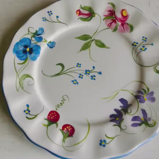 Blue Ridge Pottery Handpainted Floral Dinner Plate – Pamela Silin-Palmer Design, 10.5 Inch