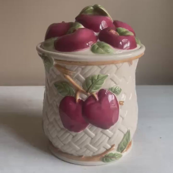 Vintage Franciscan Apple Cookie Jar: 9.5" Mid-Century Kitchen Decor