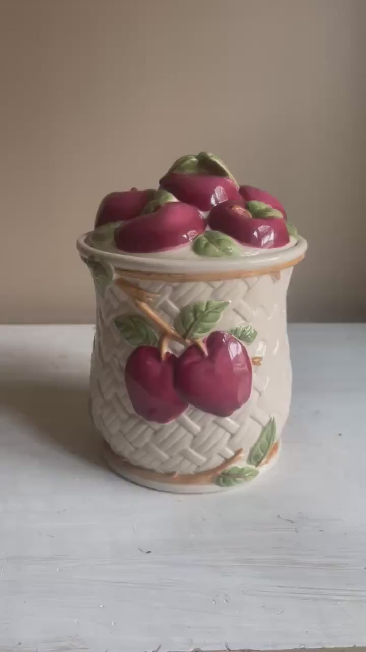Vintage Franciscan Apple Cookie Jar: 9.5" Mid-Century Kitchen Decor