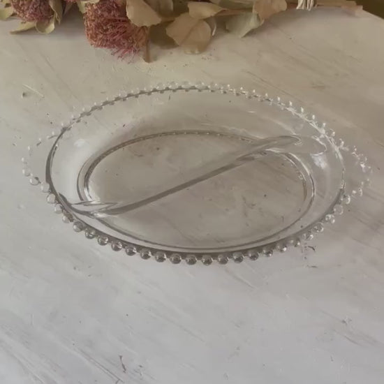 Candlewick Oval Relish Tray - Vintage Candlewick Glass - Beaded Ridge Relish Tray - Vintage Divided Relish Tray - Clear Divided Relish Tray