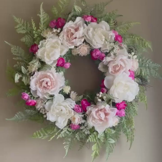 Spring Peony Wreath - Farmhouse Decor