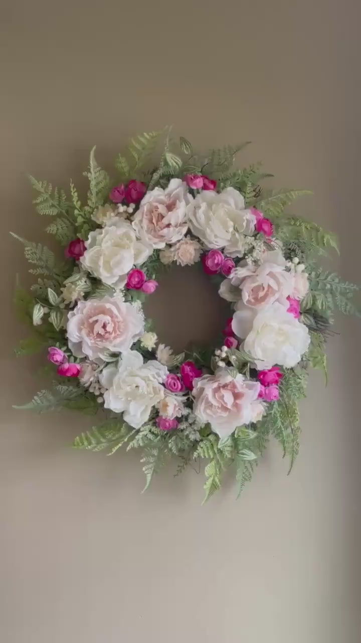 Spring Peony Wreath - Farmhouse Decor