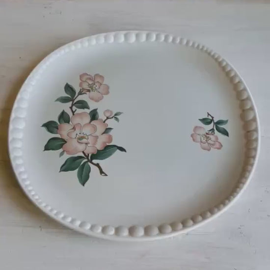 Vintage Crooksville Dogwood Round Platter | Mid-Century Floral Serving Platter