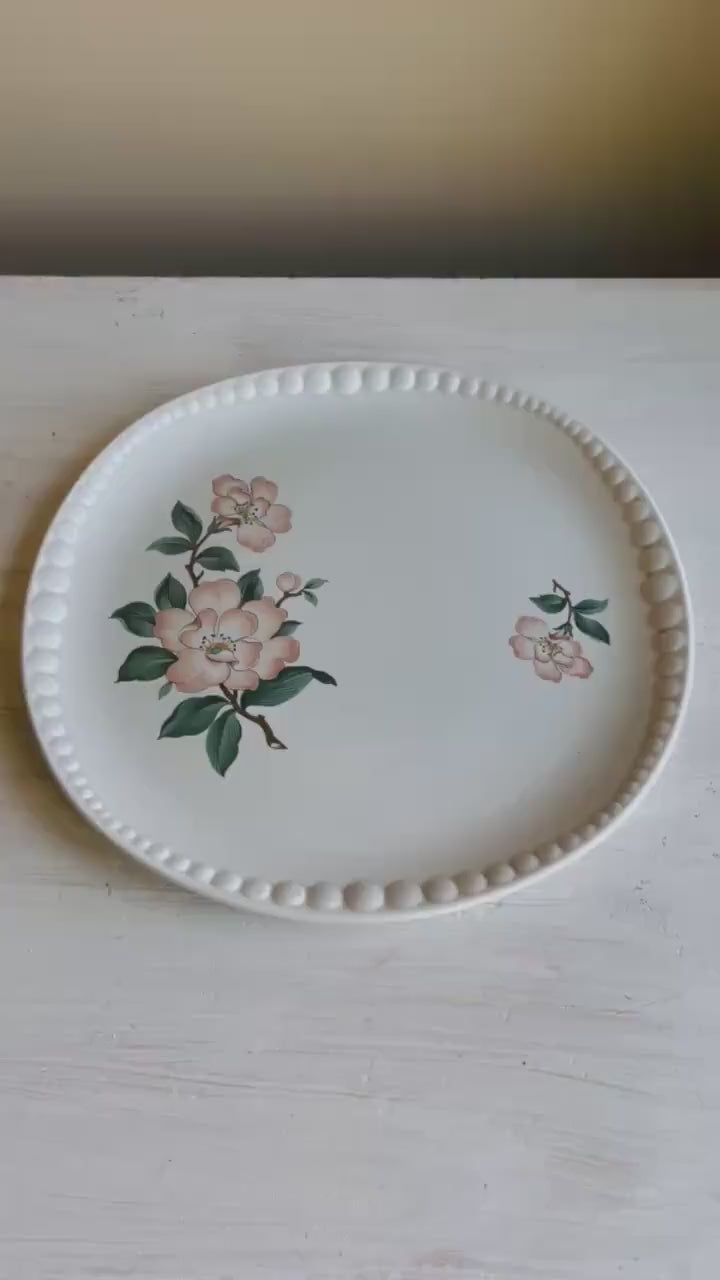 Vintage Crooksville Dogwood Round Platter | Mid-Century Floral Serving Platter