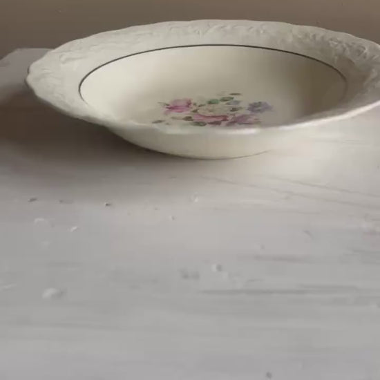 Vintage Mount Clemens Floral Serving Bowl: 1930s Embossed China